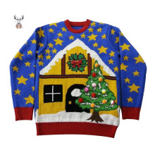 Unisex Crewneck Jacquard Knitwear Pullover Jumper Wholesale Cotton Ugly Christmas Sweater